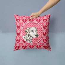 Load image into Gallery viewer, Dalmatian Hearts Love and Valentine's Day Portrait Throw Pillow - 14x14 Decorative Pillow – Art for Your Home &amp; Patio SS4469PW1414