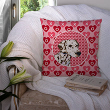 Load image into Gallery viewer, Dalmatian Hearts Love and Valentine's Day Portrait Throw Pillow - 14x14 Decorative Pillow – Art for Your Home &amp; Patio SS4469PW1414