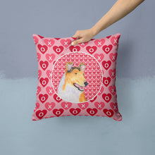 Load image into Gallery viewer, Collie Smooth Hearts Love and Valentine's Day Portrait Throw Pillow - 14x14 Decorative Pillow – Art for Your Home &amp; Patio SS4470PW1414