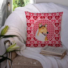 Load image into Gallery viewer, Collie Smooth Hearts Love and Valentine's Day Portrait Throw Pillow - 14x14 Decorative Pillow – Art for Your Home &amp; Patio SS4470PW1414