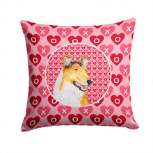 Load image into Gallery viewer, Collie Smooth Hearts Love and Valentine's Day Portrait Throw Pillow - 14x14 Decorative Pillow – Art for Your Home &amp; Patio SS4470PW1414