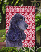 Load image into Gallery viewer, Black Cocker Spaniel Hearts Love Valentine's Day Garden Flag – Decorative Outdoor Yard Flag