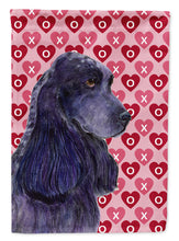 Load image into Gallery viewer, Black Cocker Spaniel Hearts Love Valentine's Day Garden Flag – Decorative Outdoor Yard Flag