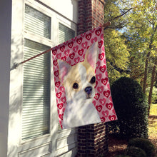 Load image into Gallery viewer, Chihuahua Hearts Love and Valentine's Day Portrait Flag Canvas House Size