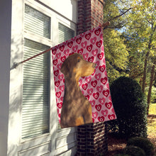 Load image into Gallery viewer, Doberman Hearts Love and Valentine's Day Portrait Flag Canvas House Size