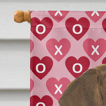 Load image into Gallery viewer, Doberman Hearts Love and Valentine's Day Portrait Flag Canvas House Size