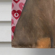 Load image into Gallery viewer, Doberman Hearts Love and Valentine's Day Portrait Flag Canvas House Size