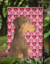 Load image into Gallery viewer, Doberman Hearts Love and Valentine's Day Portrait Garden Flag – Decorative Outdoor Yard Flag