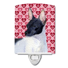 Load image into Gallery viewer, Rat Terrier Hearts Love and Valentine's Day Portrait Ceramic Night Light SS4480CNL