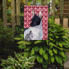Load image into Gallery viewer, Rat Terrier Hearts Love and Valentine's Day Portrait Garden Flag – Decorative Outdoor Yard Flag
