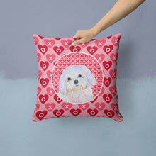 Load image into Gallery viewer, Maltese Hearts Love and Valentine's Day Portrait Throw Pillow - 14x14 Decorative Pillow – Art for Your Home &amp; Patio SS4482PW1414