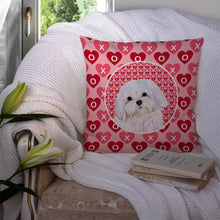 Load image into Gallery viewer, Maltese Hearts Love and Valentine's Day Portrait Throw Pillow - 14x14 Decorative Pillow – Art for Your Home &amp; Patio SS4482PW1414