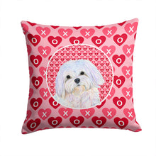 Load image into Gallery viewer, Maltese Hearts Love and Valentine's Day Portrait Throw Pillow - 14x14 Decorative Pillow – Art for Your Home &amp; Patio SS4482PW1414