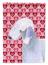 Load image into Gallery viewer, Bedlington Terrier Hearts Love and Valentine's Day Portrait Garden Flag – Decorative Outdoor Yard Flag
