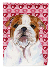 Load image into Gallery viewer, Bulldog English Hearts Love Valentine's Day Garden Flag – Decorative Outdoor Yard Flag