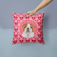Load image into Gallery viewer, Bulldog English Hearts Love Valentine's Day Throw Pillow - 14x14 Decorative Pillow – Art for Your Home &amp; Patio SS4484PW1414