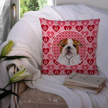 Load image into Gallery viewer, Bulldog English Hearts Love Valentine's Day Throw Pillow - 14x14 Decorative Pillow – Art for Your Home &amp; Patio SS4484PW1414