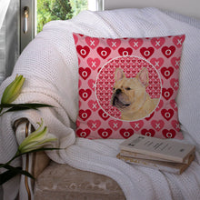 Load image into Gallery viewer, French Bulldog Hearts Love and Valentine's Day Portrait Throw Pillow - 14x14 Decorative Pillow – Art for Your Home &amp; Patio SS4485PW1414