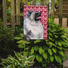 Load image into Gallery viewer, Keeshond Hearts Love and Valentine's Day Portrait Garden Flag – Decorative Outdoor Yard Flag