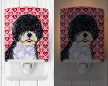 Load image into Gallery viewer, Portuguese Water Dog Hearts Love Valentine's Day Ceramic Night Light SS4490CNL