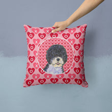 Load image into Gallery viewer, Portuguese Water Dog Hearts Love Valentine's Day Throw Pillow - 14x14 Decorative Pillow – Art for Your Home &amp; Patio SS4490PW1414