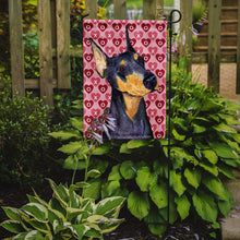 Load image into Gallery viewer, Doberman Hearts Love and Valentine's Day Portrait Garden Flag – Decorative Outdoor Yard Flag