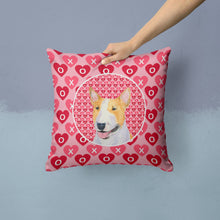 Load image into Gallery viewer, Bull Terrier Hearts Love and Valentine's Day Portrait Throw Pillow - 14x14 Decorative Pillow – Art for Your Home &amp; Patio SS4496PW1414