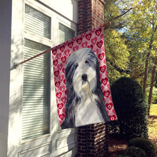 Load image into Gallery viewer, Bearded Collie Hearts Love and Valentine's Day Portrait Flag Canvas House Size
