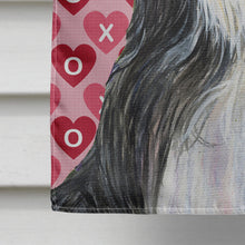 Load image into Gallery viewer, Bearded Collie Hearts Love and Valentine's Day Portrait Flag Canvas House Size