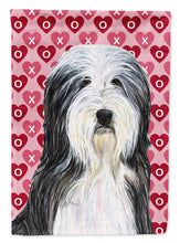 Load image into Gallery viewer, Bearded Collie Hearts Love and Valentine's Day Portrait Flag Canvas House Size