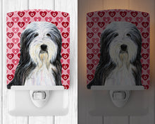 Load image into Gallery viewer, Bearded Collie Hearts Love and Valentine's Day Portrait Ceramic Night Light SS4497CNL