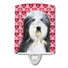 Load image into Gallery viewer, Bearded Collie Hearts Love and Valentine's Day Portrait Ceramic Night Light SS4497CNL