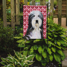 Load image into Gallery viewer, Bearded Collie Hearts Love and Valentine's Day Portrait Garden Flag – Decorative Outdoor Yard Flag