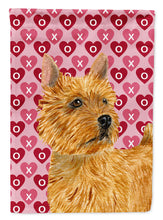 Load image into Gallery viewer, Norwich Terrier Hearts Love and Valentine's Day Portrait Flag Canvas House Size