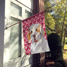 Load image into Gallery viewer, Clumber Spaniel Hearts Love and Valentine's Day Portrait Flag Canvas House Size