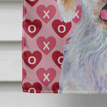 Load image into Gallery viewer, Clumber Spaniel Hearts Love and Valentine's Day Portrait Flag Canvas House Size