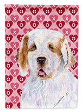 Load image into Gallery viewer, Clumber Spaniel Hearts Love and Valentine's Day Portrait Flag Canvas House Size