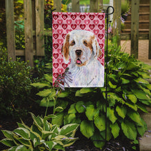 Load image into Gallery viewer, Clumber Spaniel Hearts Love and Valentine's Day Portrait Garden Flag – Decorative Outdoor Yard Flag