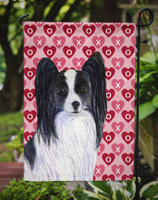 Load image into Gallery viewer, Papillon Hearts Love and Valentine's Day Portrait Garden Flag – Decorative Outdoor Yard Flag