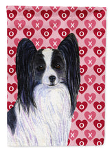 Load image into Gallery viewer, Papillon Hearts Love and Valentine's Day Portrait Garden Flag – Decorative Outdoor Yard Flag