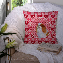 Load image into Gallery viewer, English Toy Spaniel Hearts Love and Valentine's Day Portrait Throw Pillow - 14x14 Decorative Pillow – Art for Your Home &amp; Patio SS4507PW1414