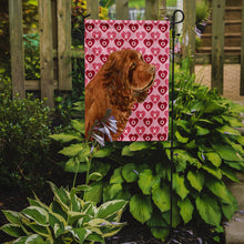 Load image into Gallery viewer, Sussex Spaniel Hearts Love Valentine's Day Garden Flag – Decorative Outdoor Yard Flag