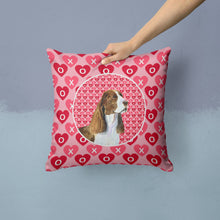 Load image into Gallery viewer, Springer Spaniel Hearts Love Valentine's Day Throw Pillow - 14x14 Decorative Pillow – Art for Your Home &amp; Patio SS4513PW1414