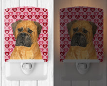Load image into Gallery viewer, Bullmastiff Hearts Love and Valentine's Day Portrait Ceramic Night Light SS4517CNL