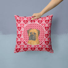 Load image into Gallery viewer, Bullmastiff Hearts Love and Valentine's Day Portrait Throw Pillow - 14x14 Decorative Pillow – Art for Your Home &amp; Patio SS4517PW1414