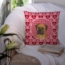 Load image into Gallery viewer, Bullmastiff Hearts Love and Valentine's Day Portrait Throw Pillow - 14x14 Decorative Pillow – Art for Your Home &amp; Patio SS4517PW1414