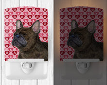 Load image into Gallery viewer, French Bulldog Hearts Love and Valentine's Day Portrait Ceramic Night Light SS4519CNL