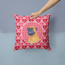 Load image into Gallery viewer, Mastiff Hearts Love and Valentine's Day Portrait Throw Pillow - 14x14 Decorative Pillow – Art for Your Home &amp; Patio SS4520PW1414
