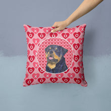 Load image into Gallery viewer, Rottweiler Hearts Love and Valentine's Day Portrait Throw Pillow - 14x14 Decorative Pillow – Art for Your Home &amp; Patio SS4524PW1414