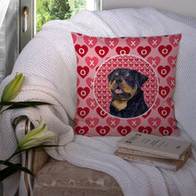 Load image into Gallery viewer, Rottweiler Hearts Love and Valentine's Day Portrait Throw Pillow - 14x14 Decorative Pillow – Art for Your Home &amp; Patio SS4524PW1414